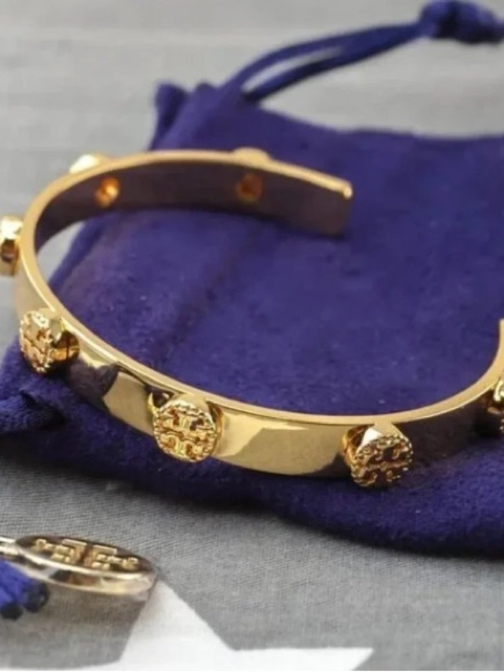 Tory Burch Gold Logo Disc Cuff Bracelet
